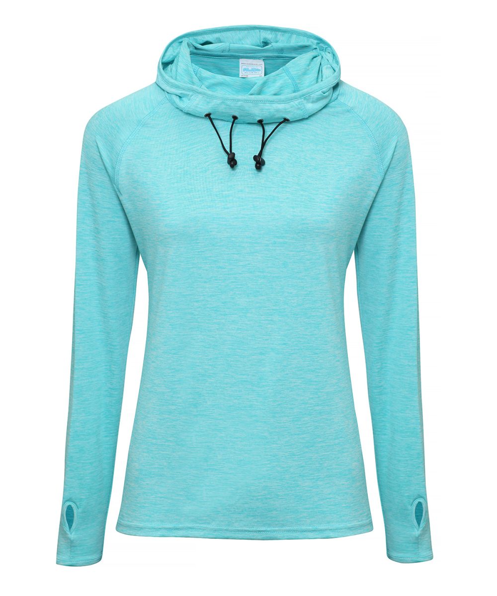 Ocean Blue Melange Women's cool cowl neck top