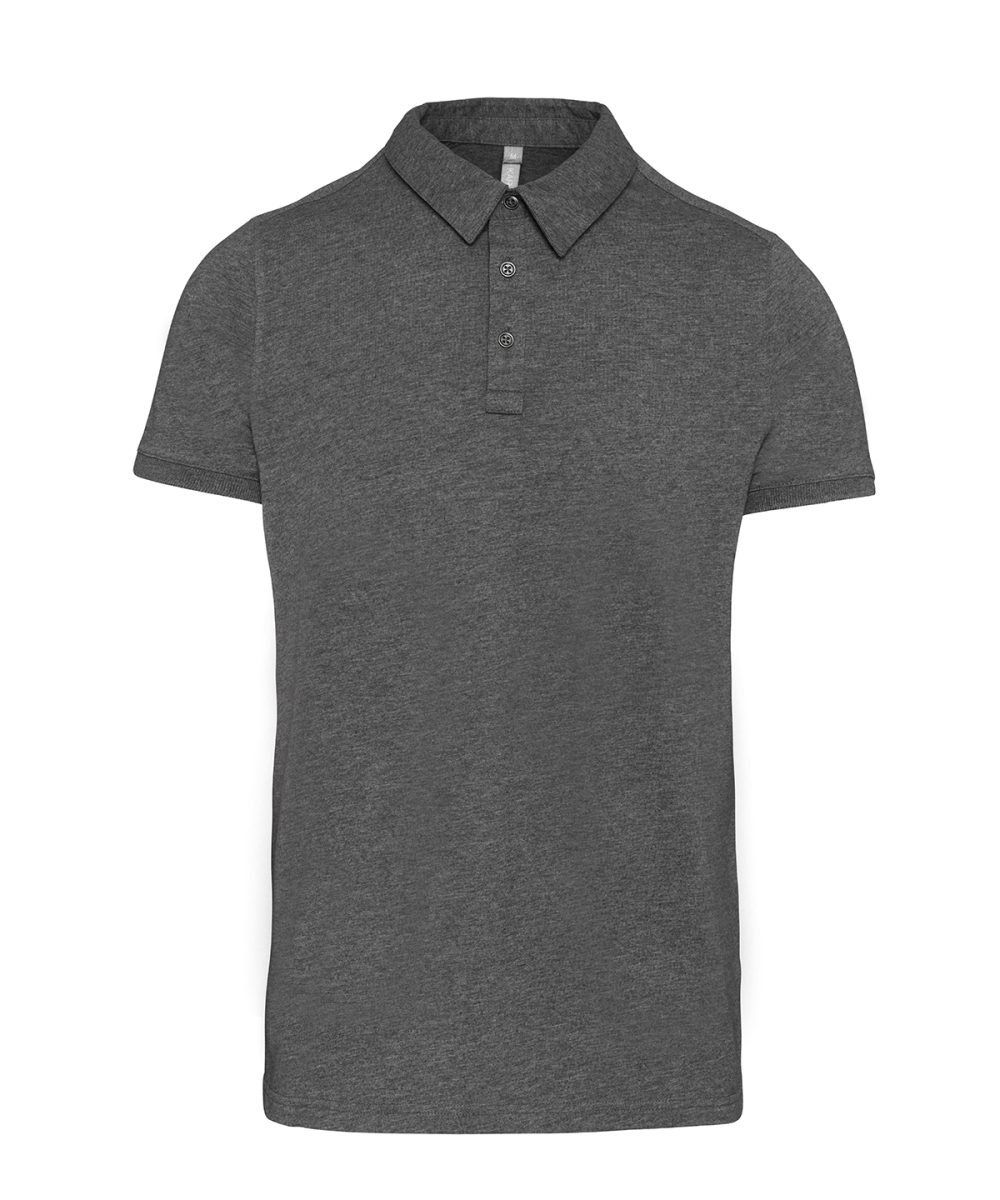 Grey Heather Jersey knit polo shirt