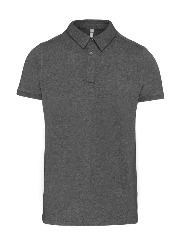 Grey Heather Jersey knit polo shirt