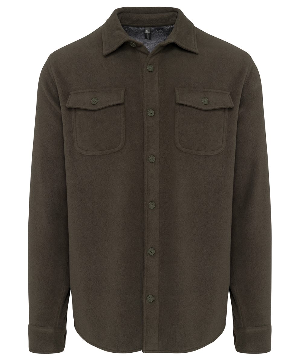 Dark Khaki/Storm Grey Sherpa-lined fleece overshirt