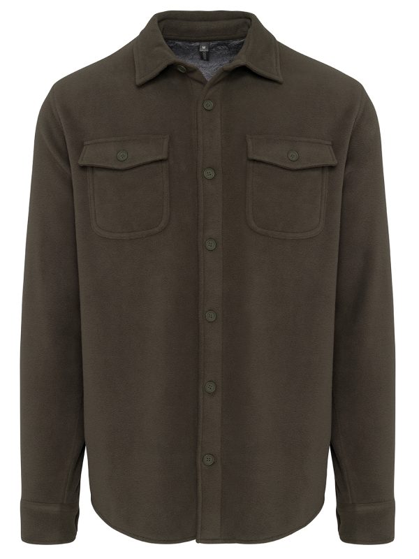 Dark Khaki/Storm Grey Sherpa-lined fleece overshirt