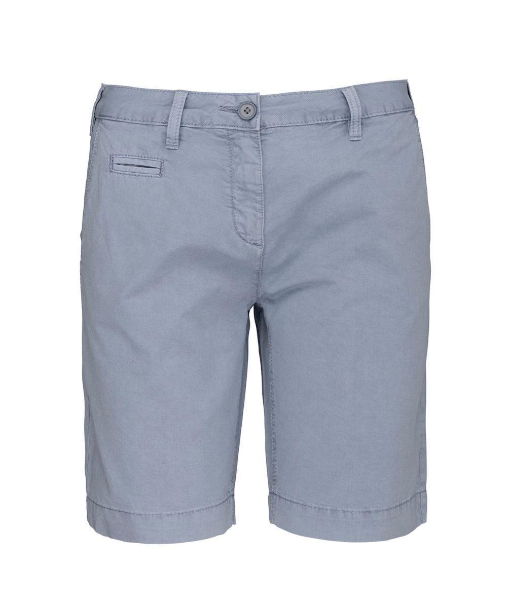 Washed Smokey Blue Ladies' washed effect Bermuda shorts