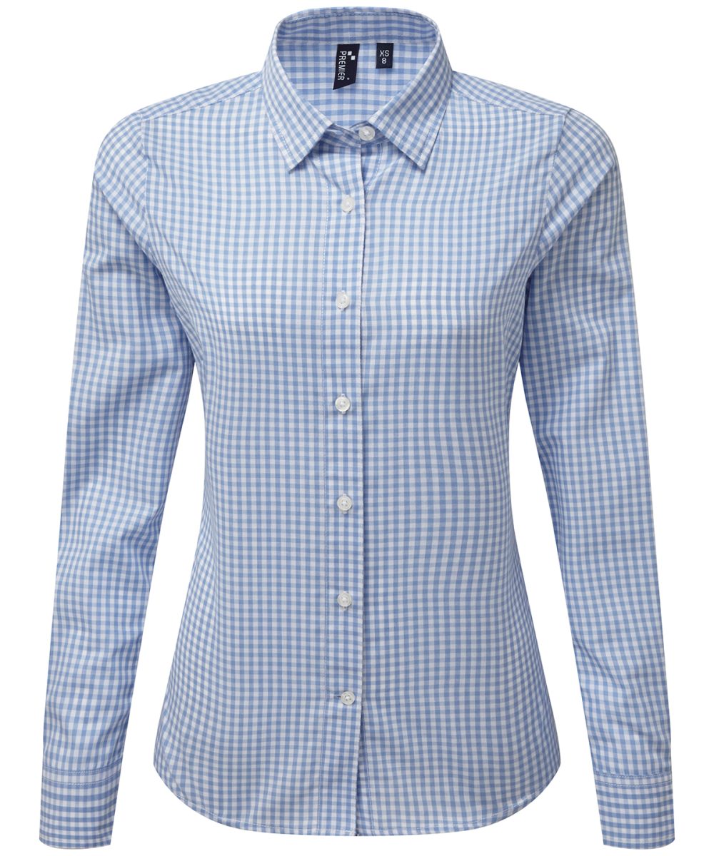 Light Blue/White Women's Maxton check long sleeve shirt