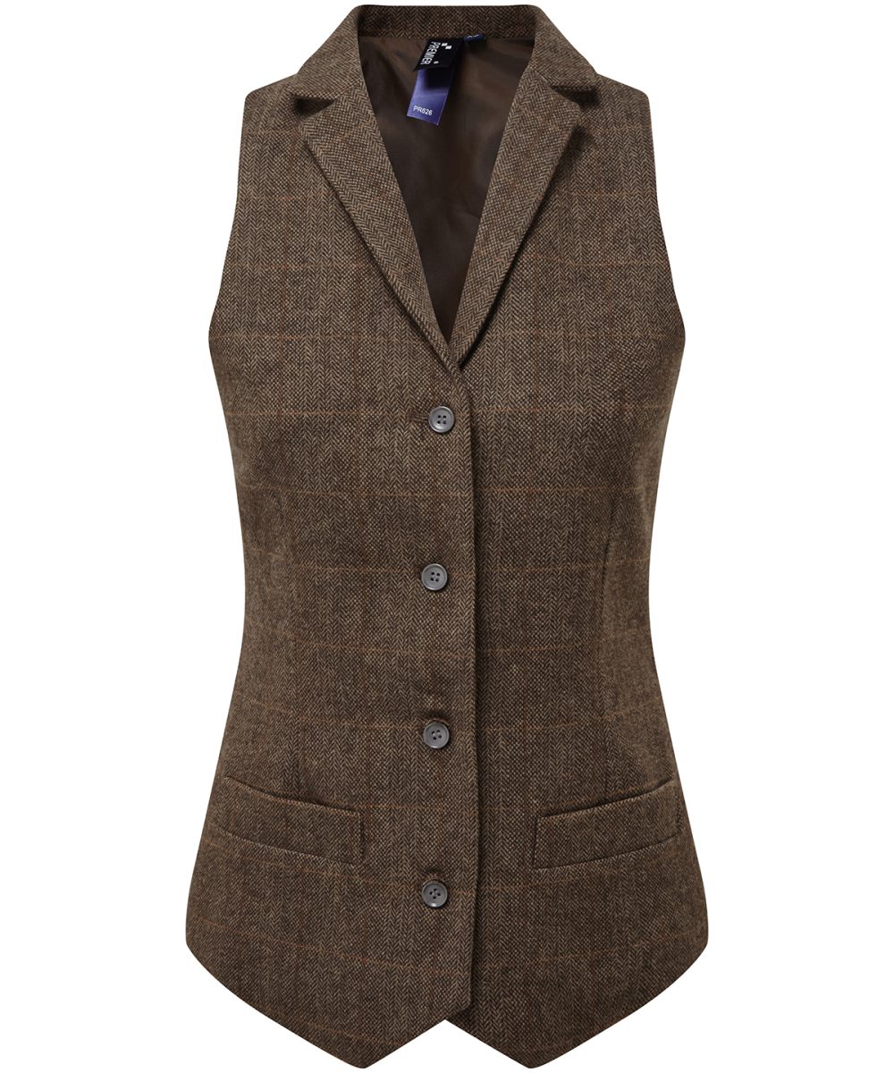 Brown Check Women's herringbone waistcoat