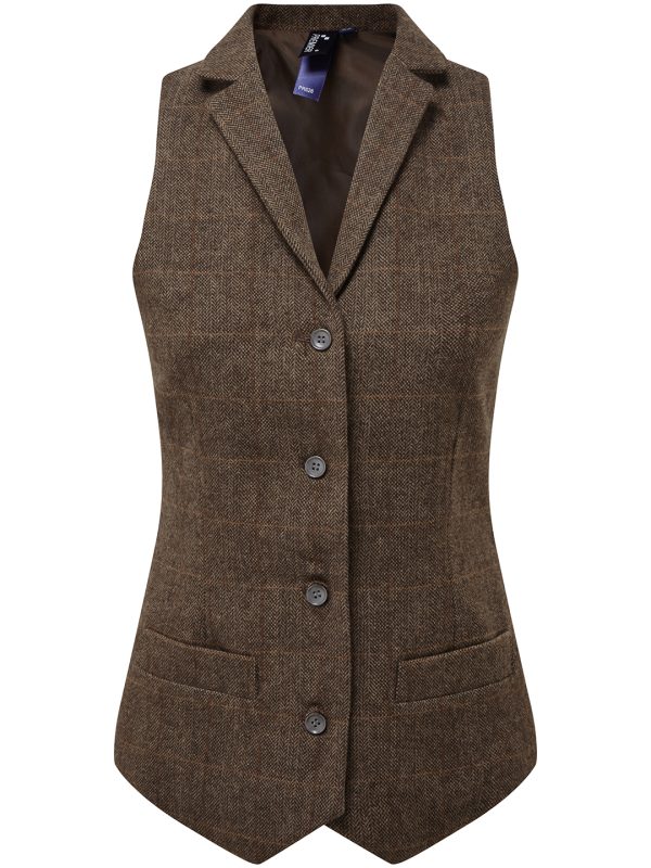 Brown Check Women's herringbone waistcoat