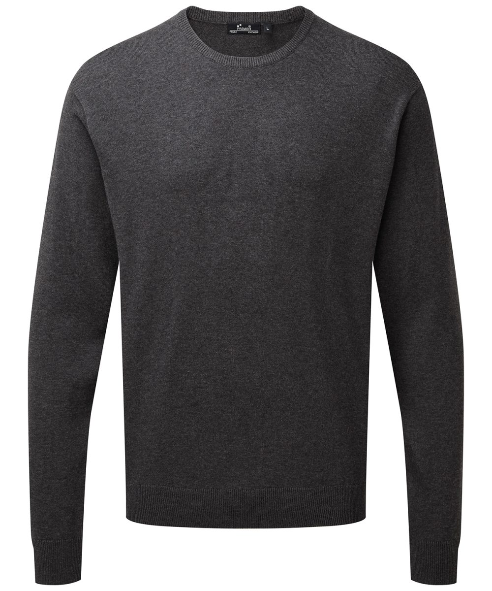 Charcoal Crew neck cotton-rich knitted sweater