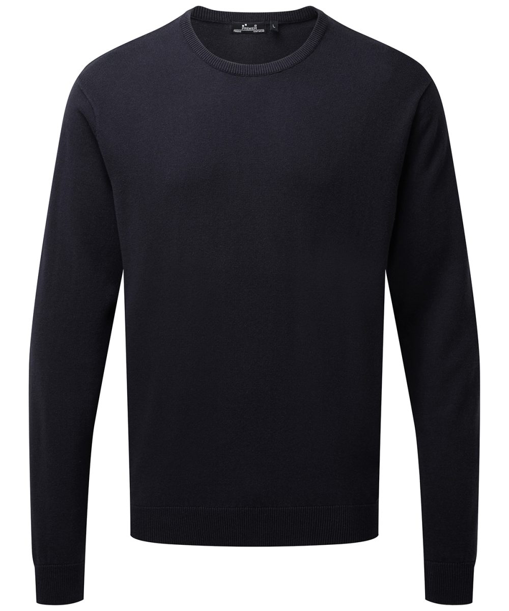 Navy Crew neck cotton-rich knitted sweater