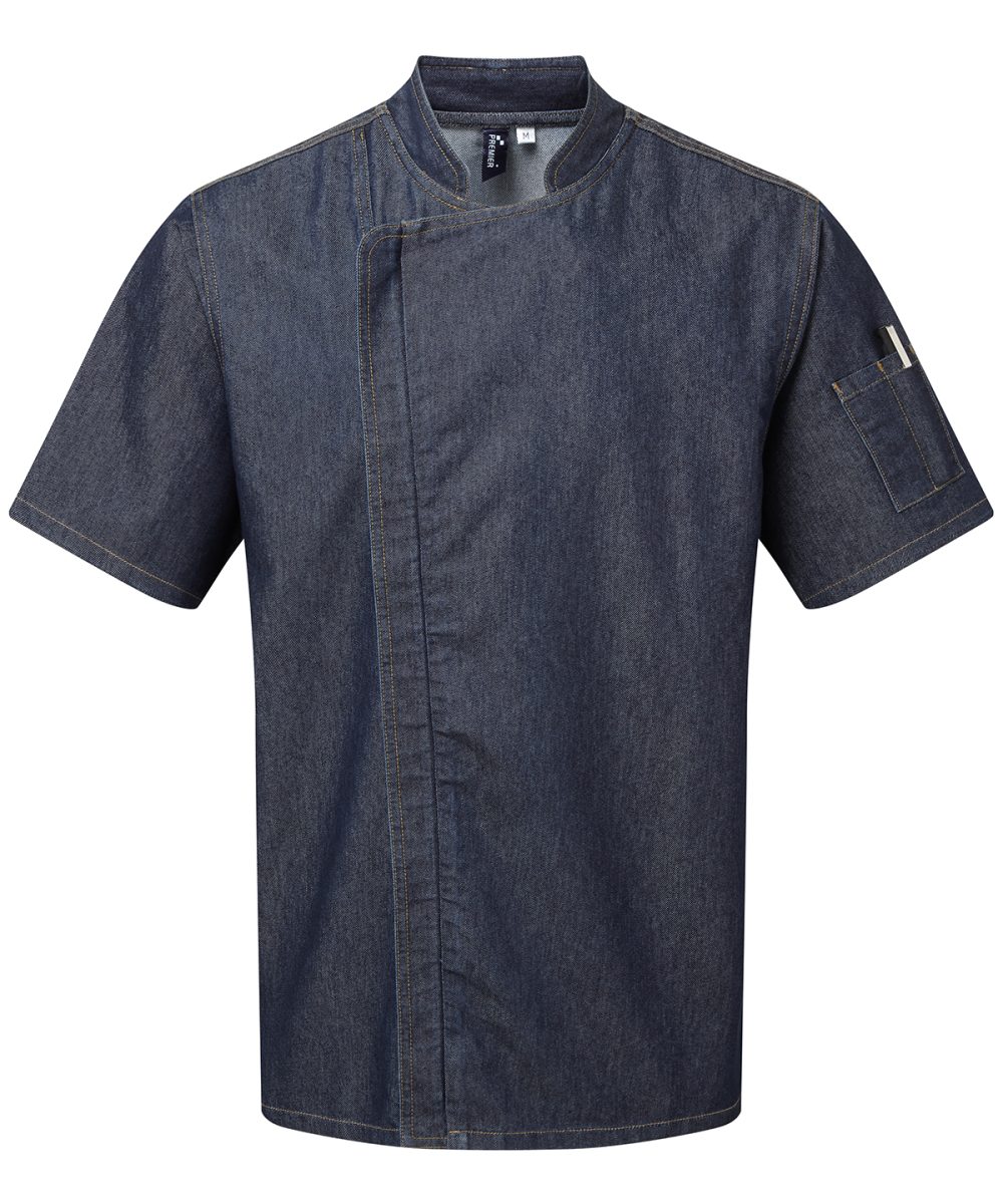 Indigo Denim Chef's zip-close short sleeve jacket