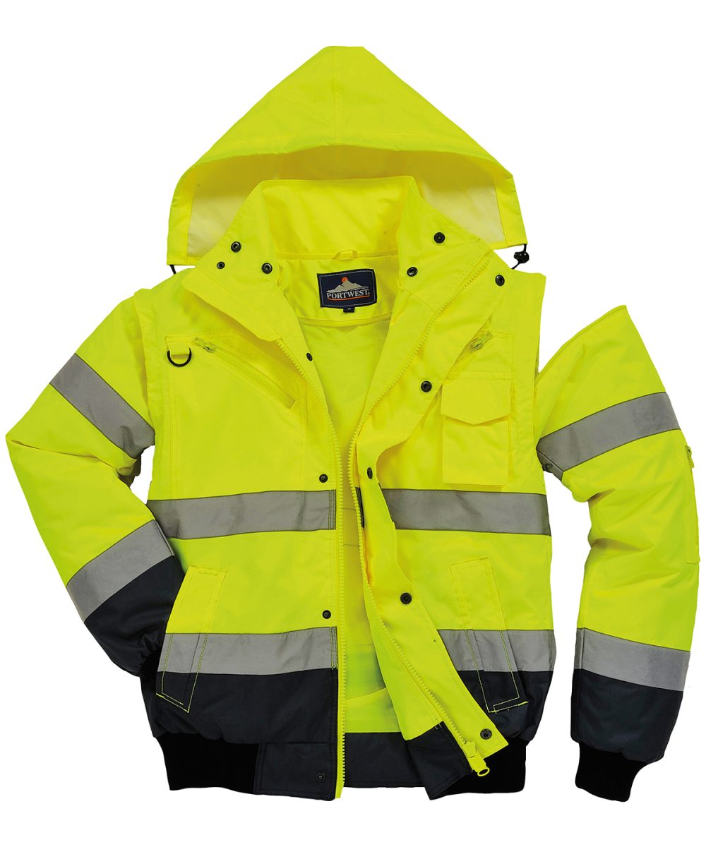 Yellow/Navy Hi-vis contrast bomber jacket (C465)