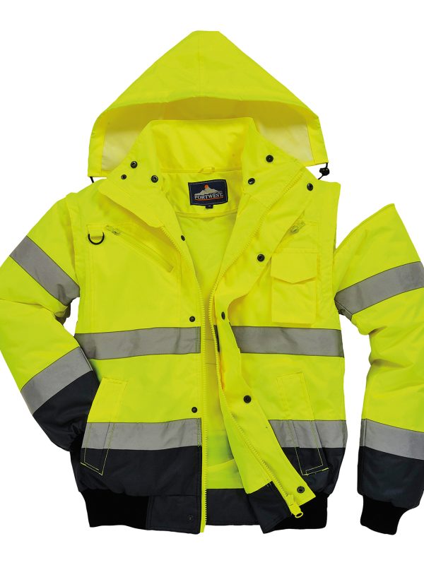 Yellow/Navy Hi-vis contrast bomber jacket (C465)