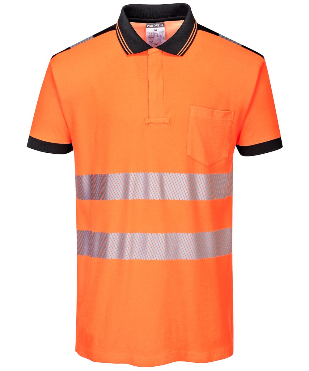 Orange/Black PW3 Hi-vis polo shirt (T180)