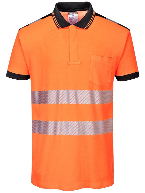 Orange/Black PW3 Hi-vis polo shirt (T180)