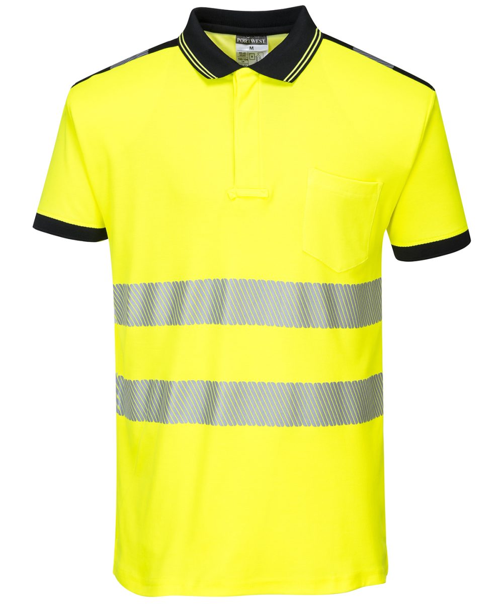 Yellow/Black PW3 Hi-vis polo shirt (T180)