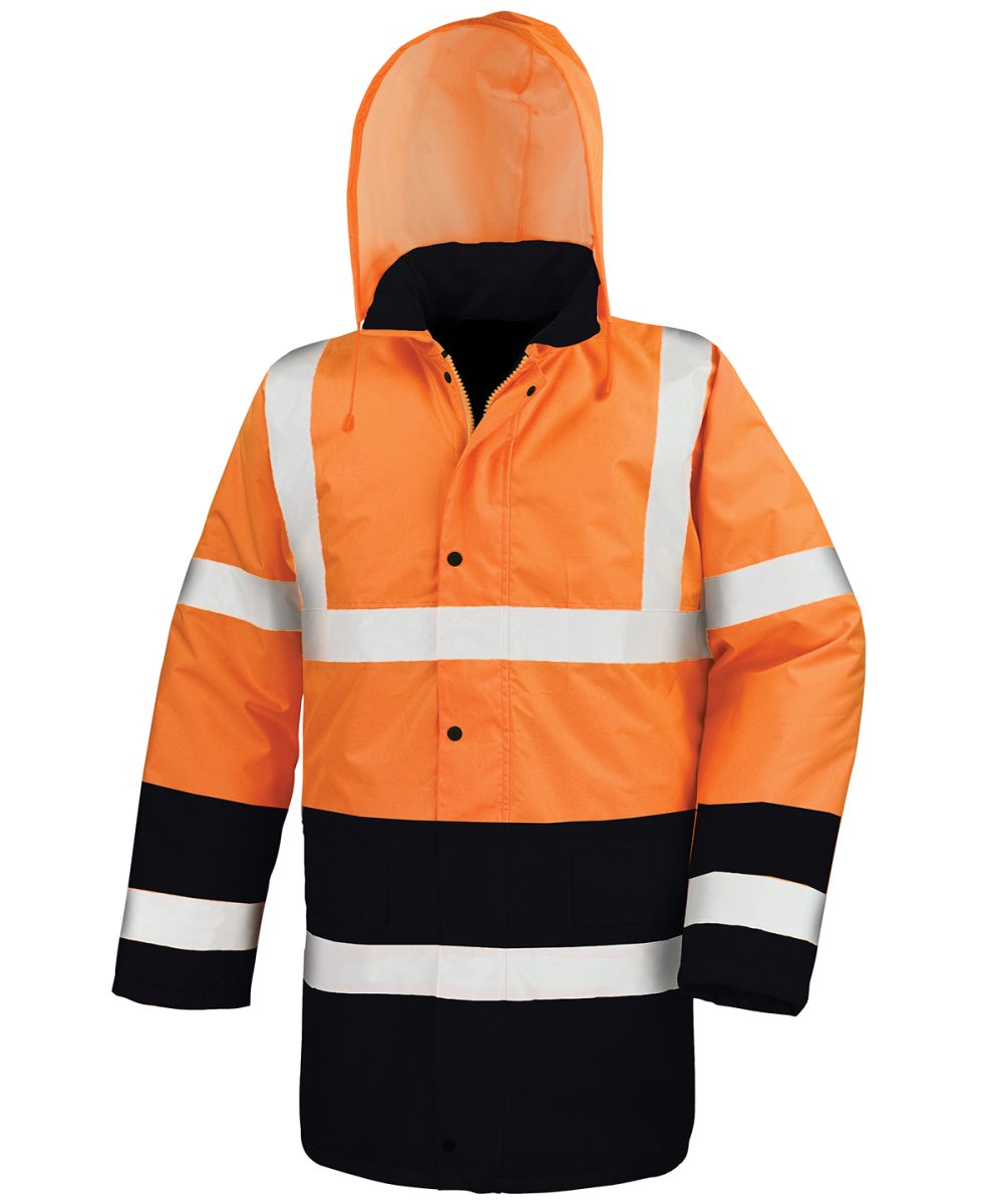 Fluorescent Orange/Black Motorway two-tone safety coat