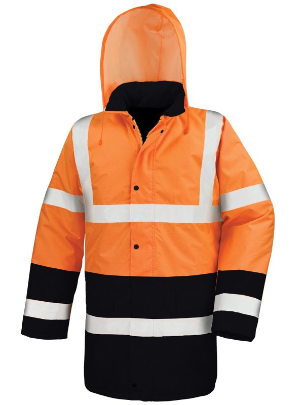 Fluorescent Orange/Black Motorway two-tone safety coat