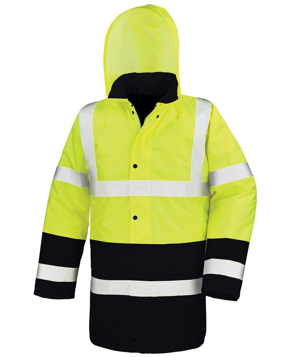 Fluorescent Yellow/Black Motorway two-tone safety coat