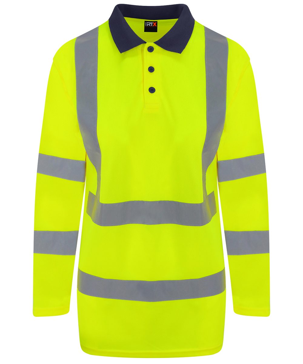 HV Yellow/Navy High visibility long sleeve polo