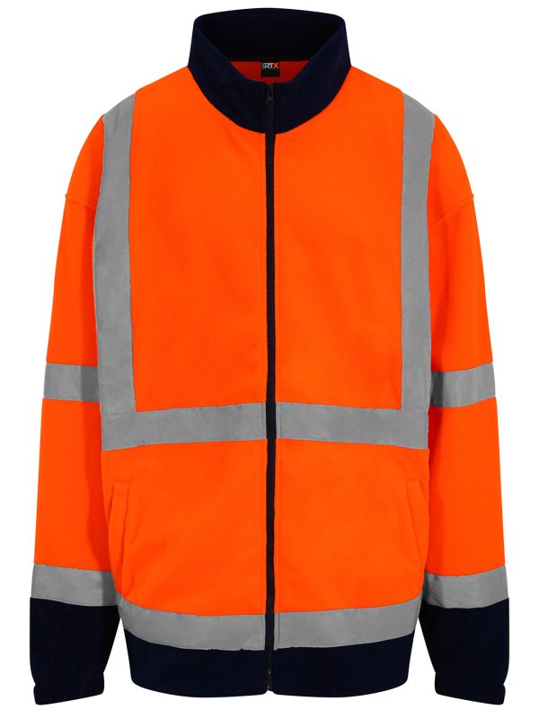 HV Orange/Navy High visibility full-zip fleece