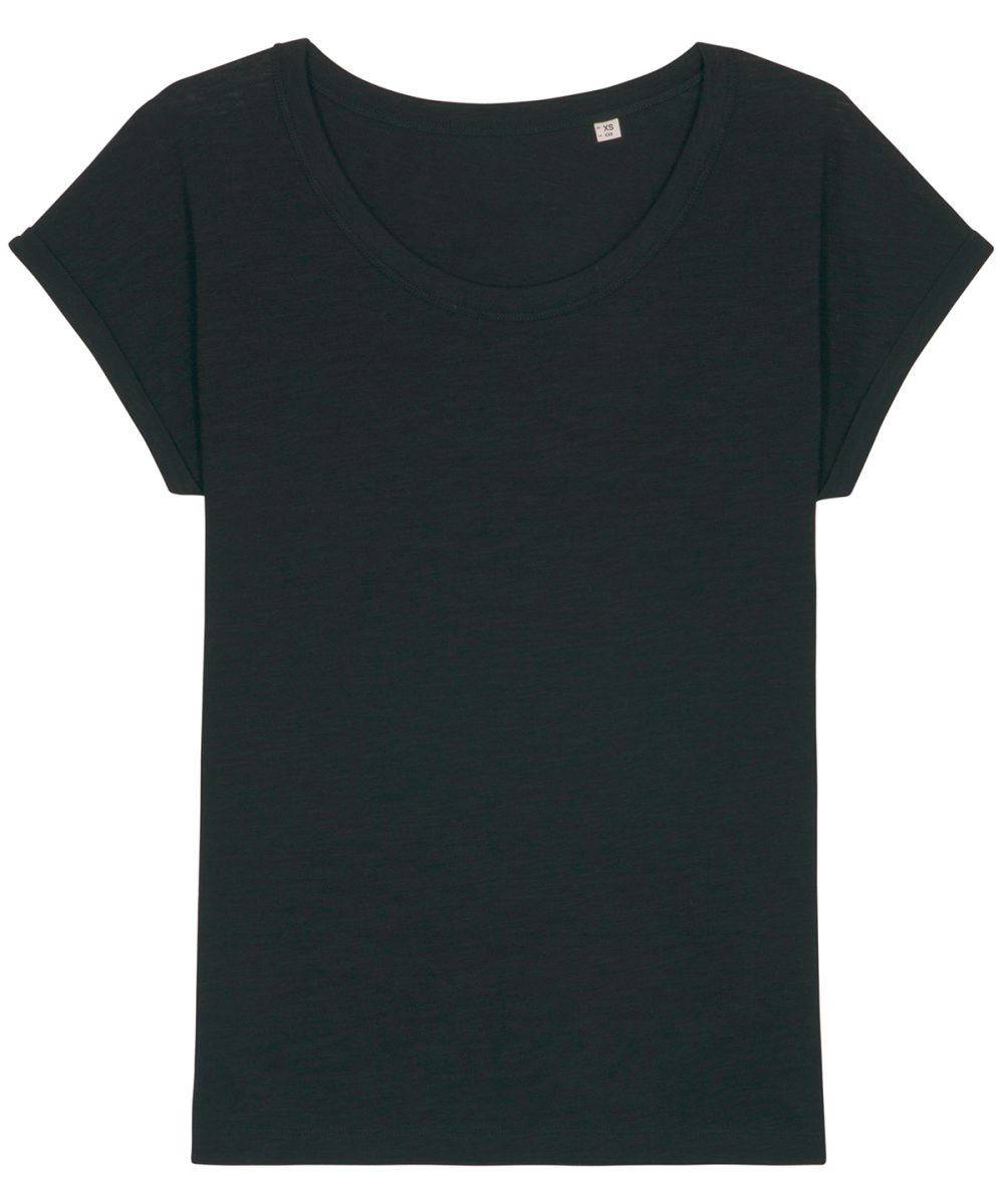 Black Women's Stella Rounders slub rolled sleeve slub t-shirt (STTW112)