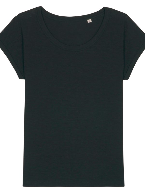 Black Women's Stella Rounders slub rolled sleeve slub t-shirt (STTW112)