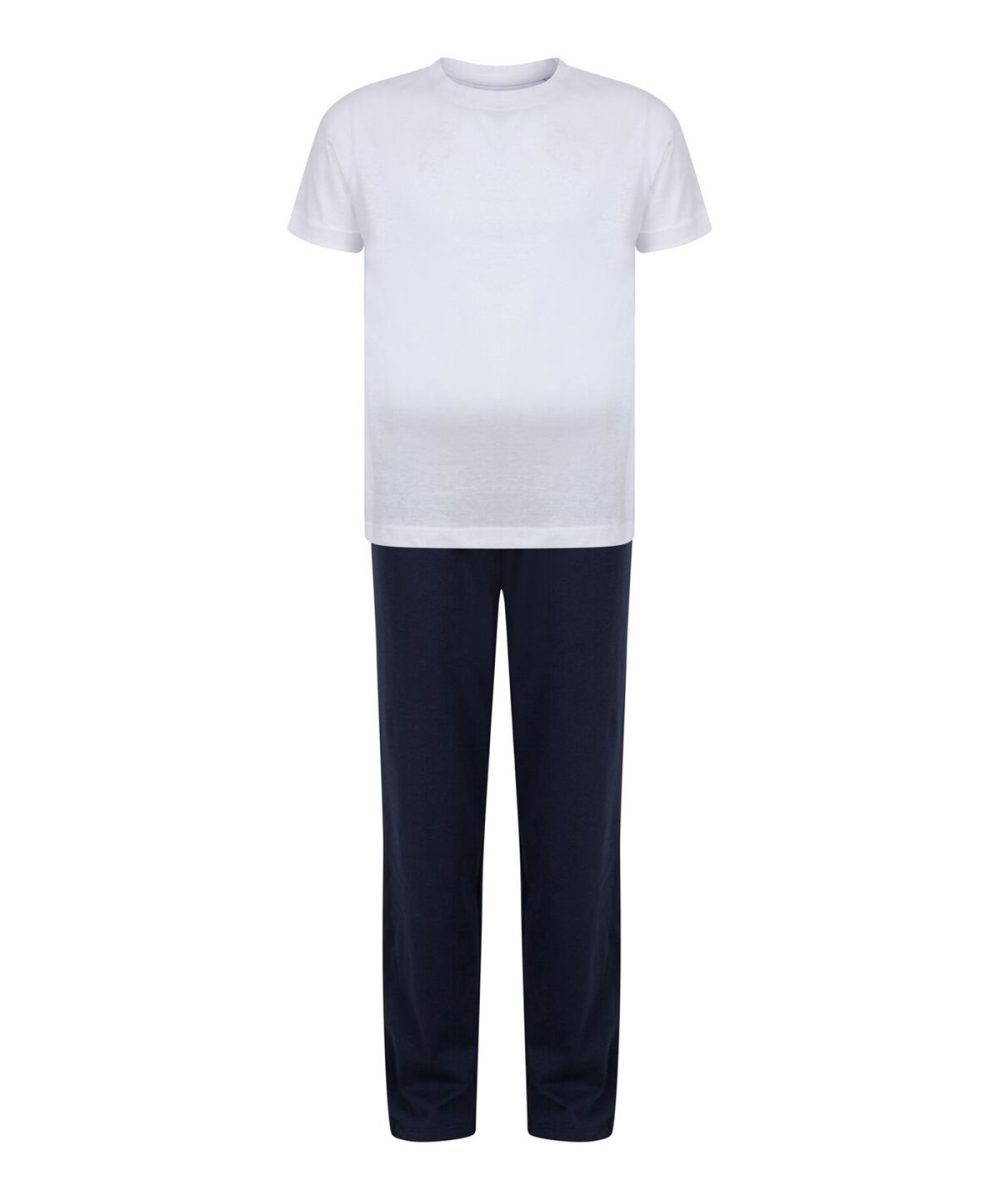 White/Navy Kids long pyjamas