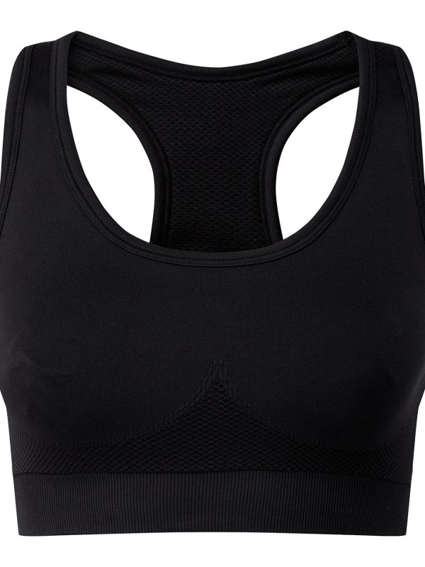 Black TriDri® seamless '3D fit' multi-sport sculpt solid colour bra