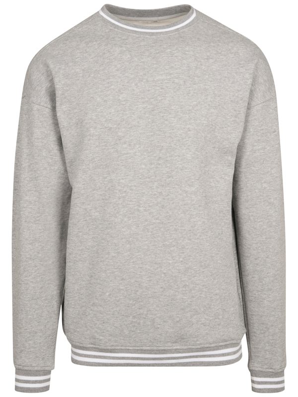 Heather Grey/White College sweat crew