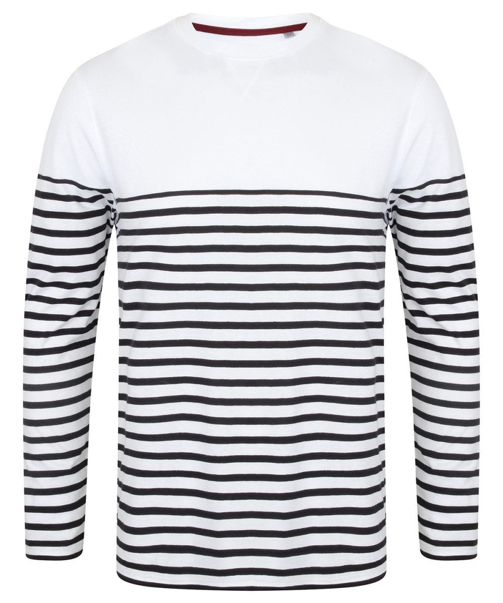 White/Navy Long sleeve Breton striped T