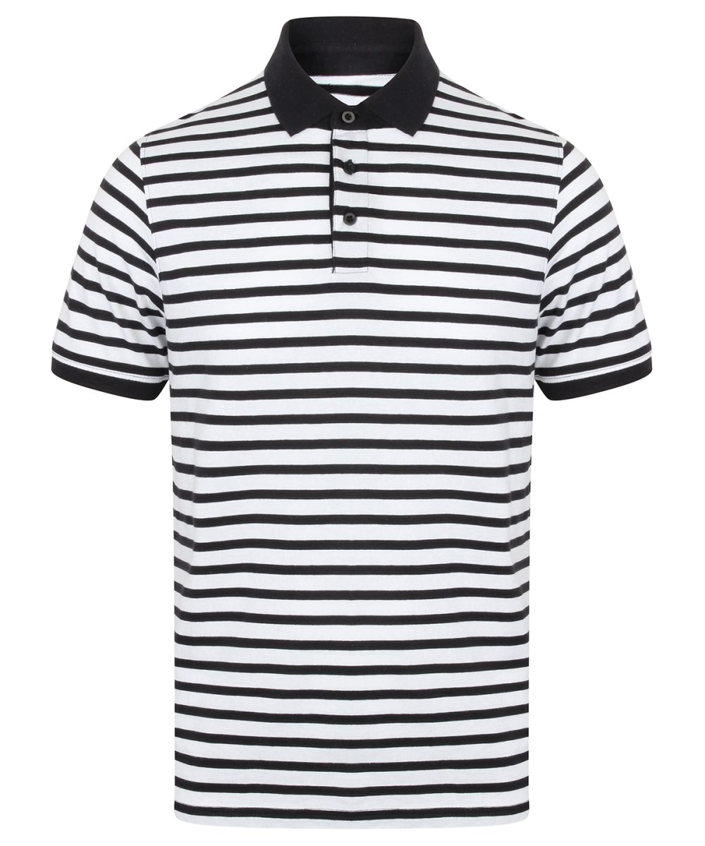 White/Navy Striped Jersey polo shirt