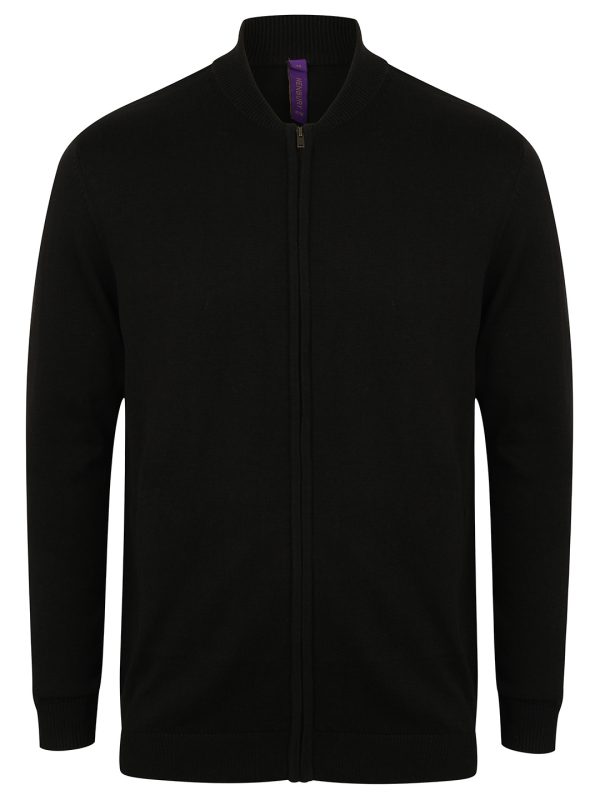 Black Unisex zip-through cardigan