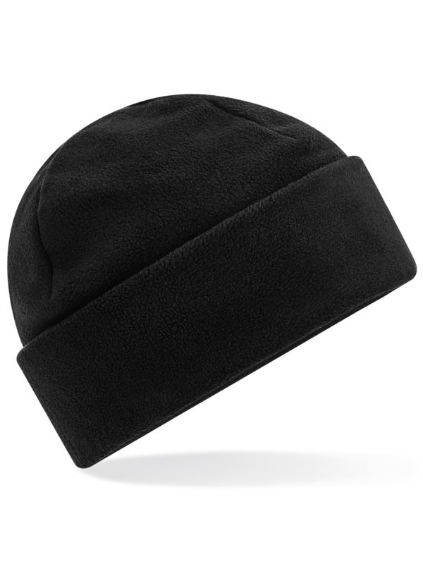 Black Recycled fleece cuffed beanie