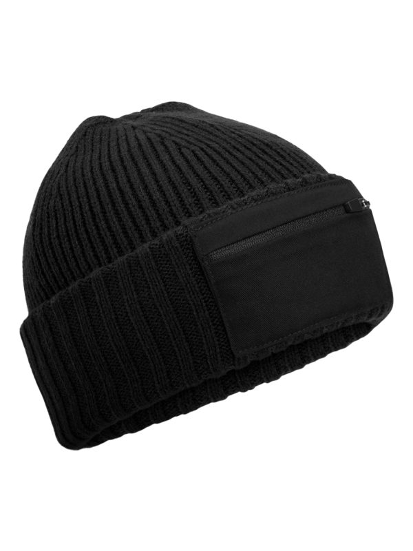 Black Zip patch beanie