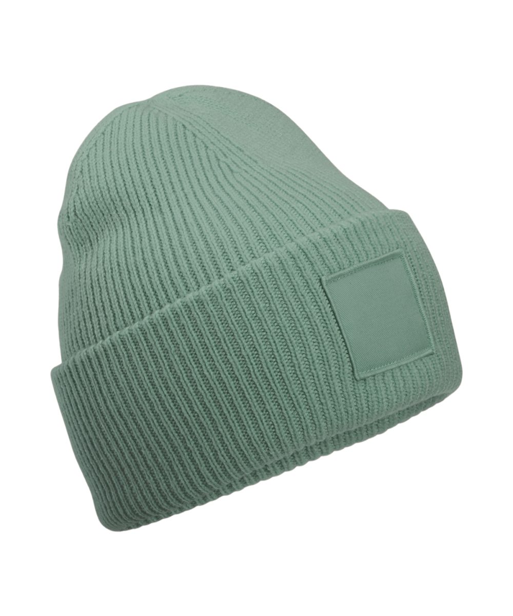 Dusty Green Deep-cuffed tonal patch beanie