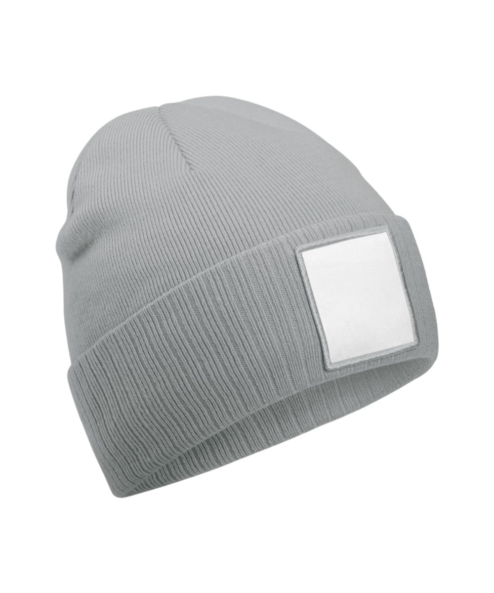 Ash/White Appliqué patch beanie