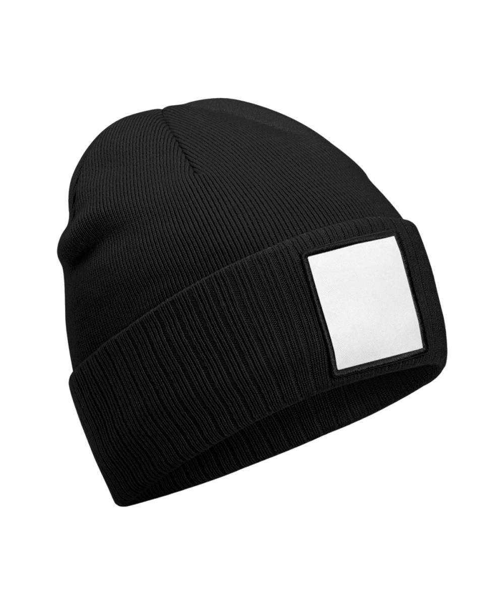 Black/White Appliqué patch beanie