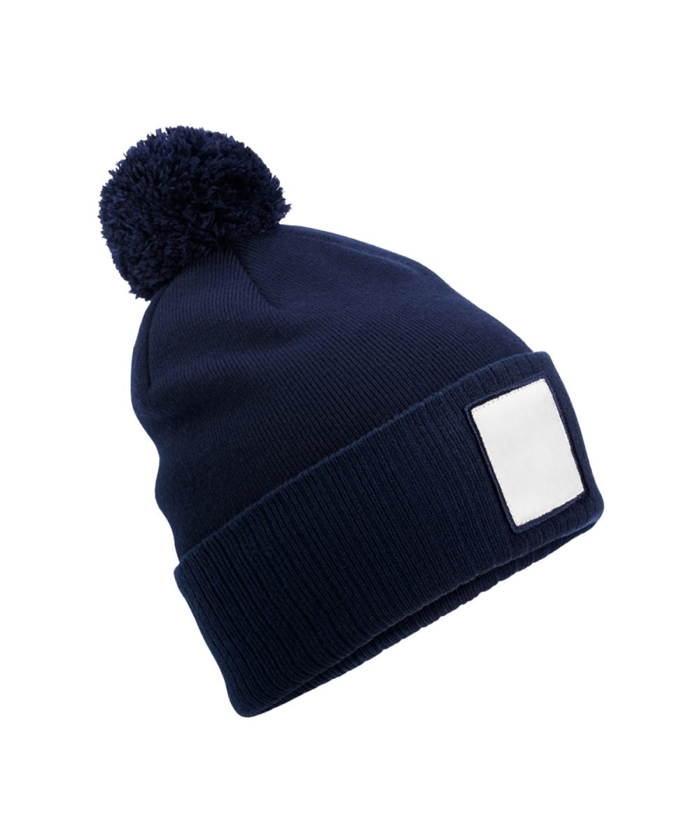 Oxford Navy/White Appliqué patch pom beanie