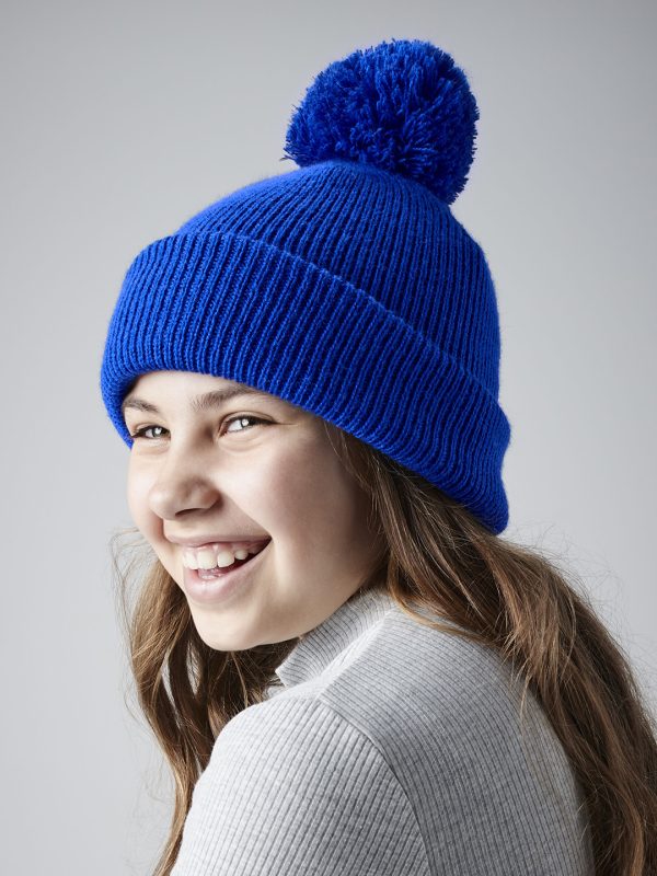 Junior reflective bobble beanie