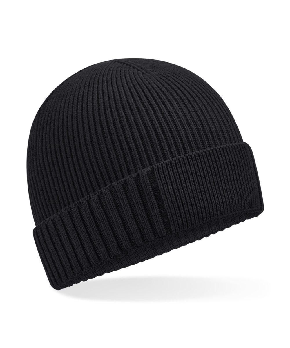 Black Organic cotton engineered patch beanie