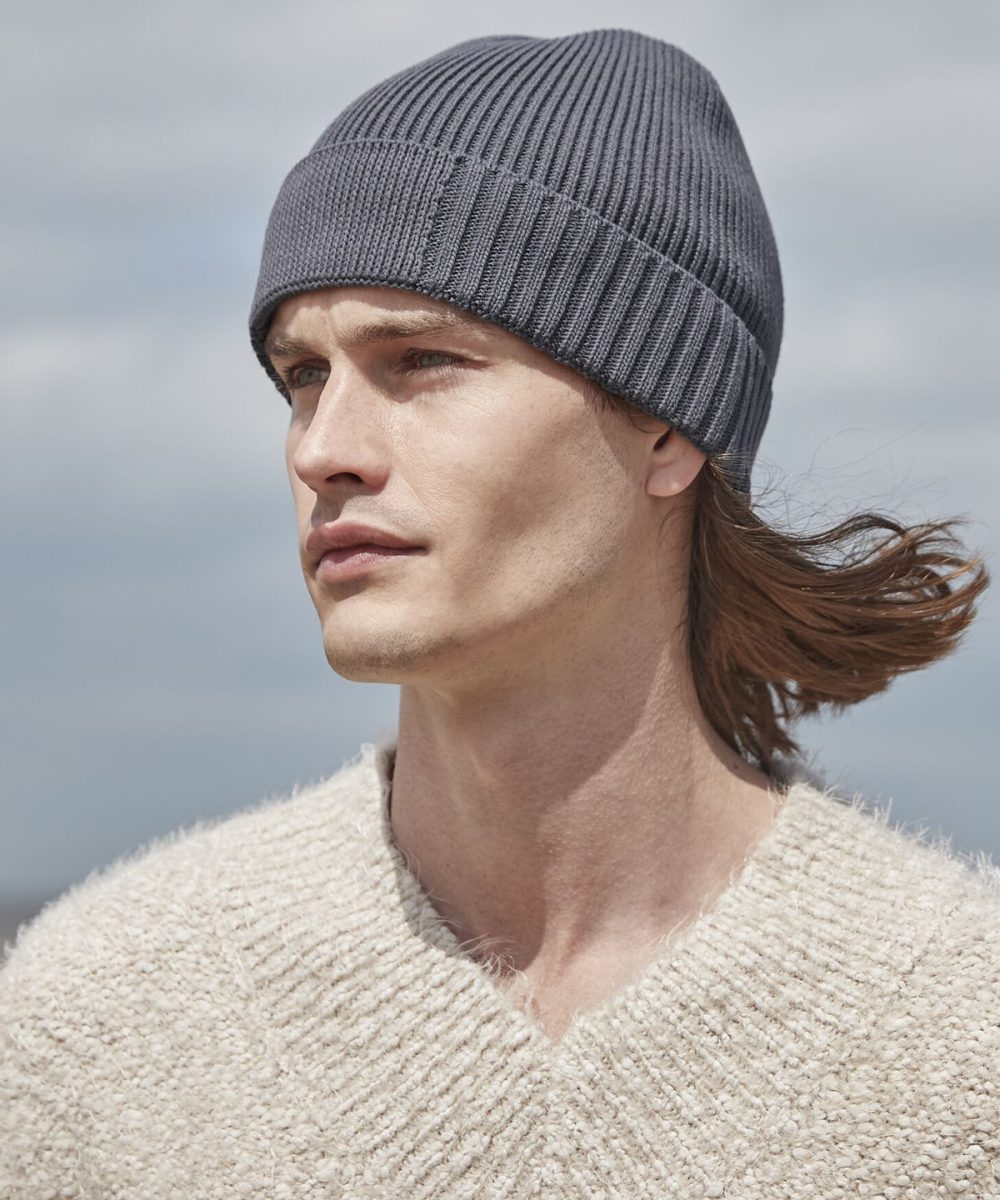 Organic cotton engineered patch beanie