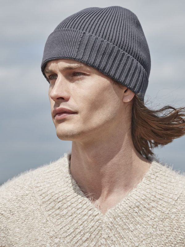 Organic cotton engineered patch beanie