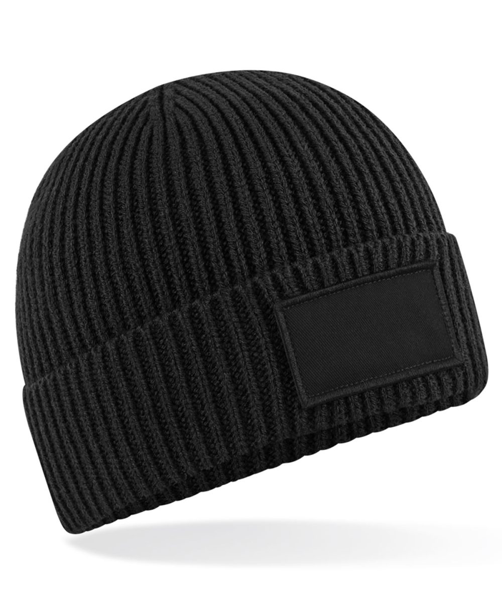 Black Fashion patch beanie