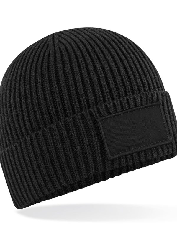 Black Fashion patch beanie