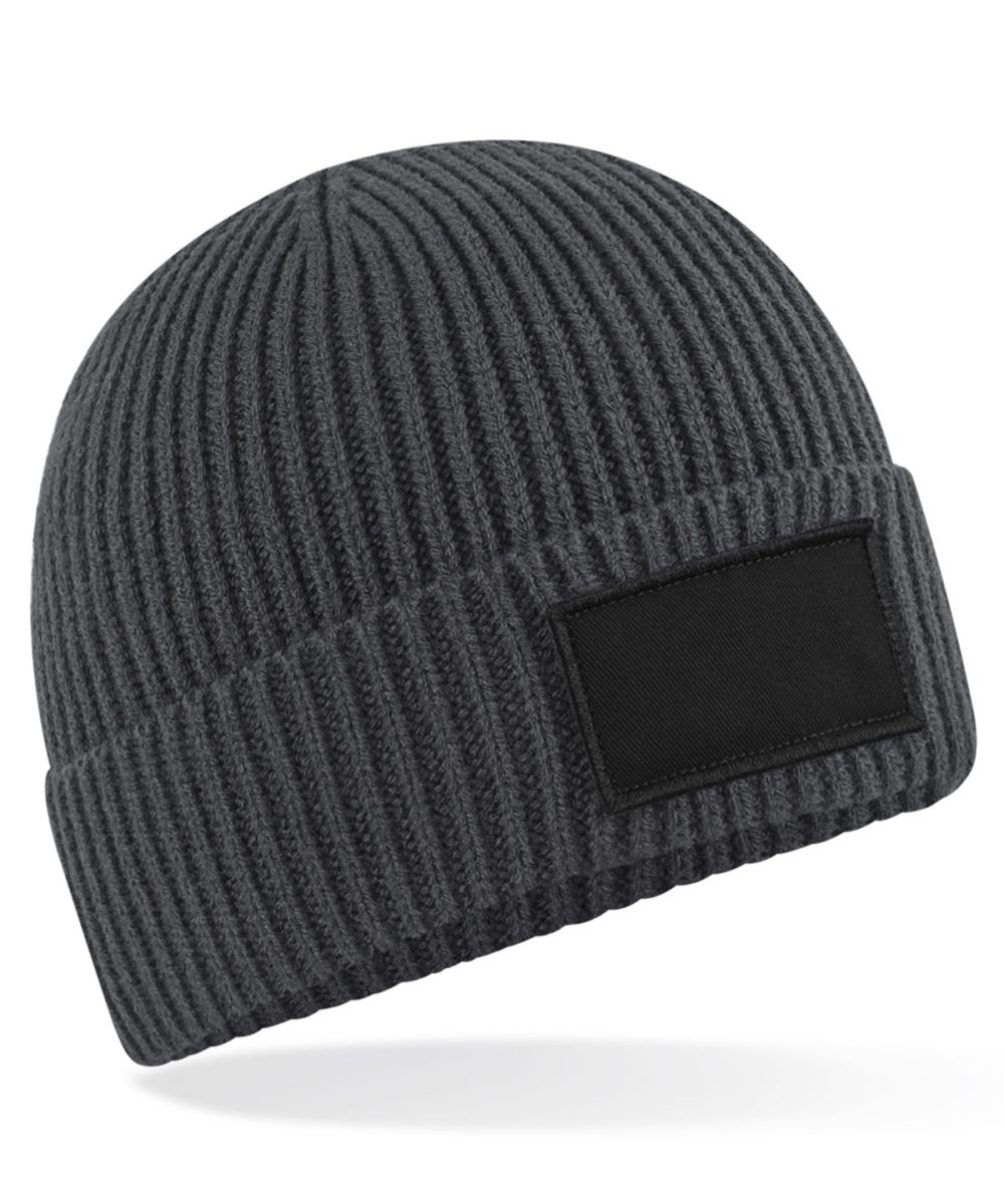 Graphite Grey/Black Fashion patch beanie