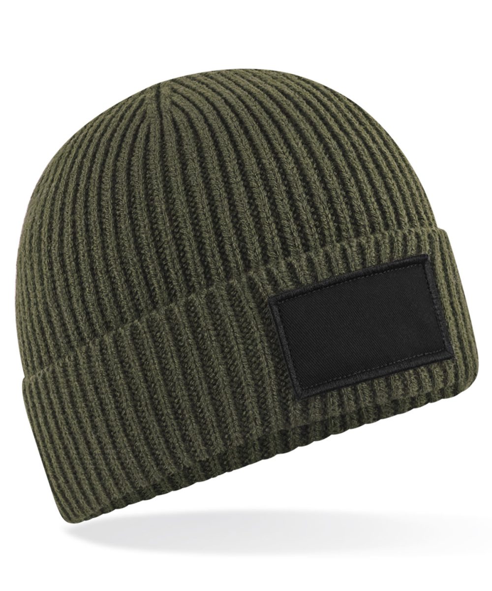 Military Green/Black Fashion patch beanie