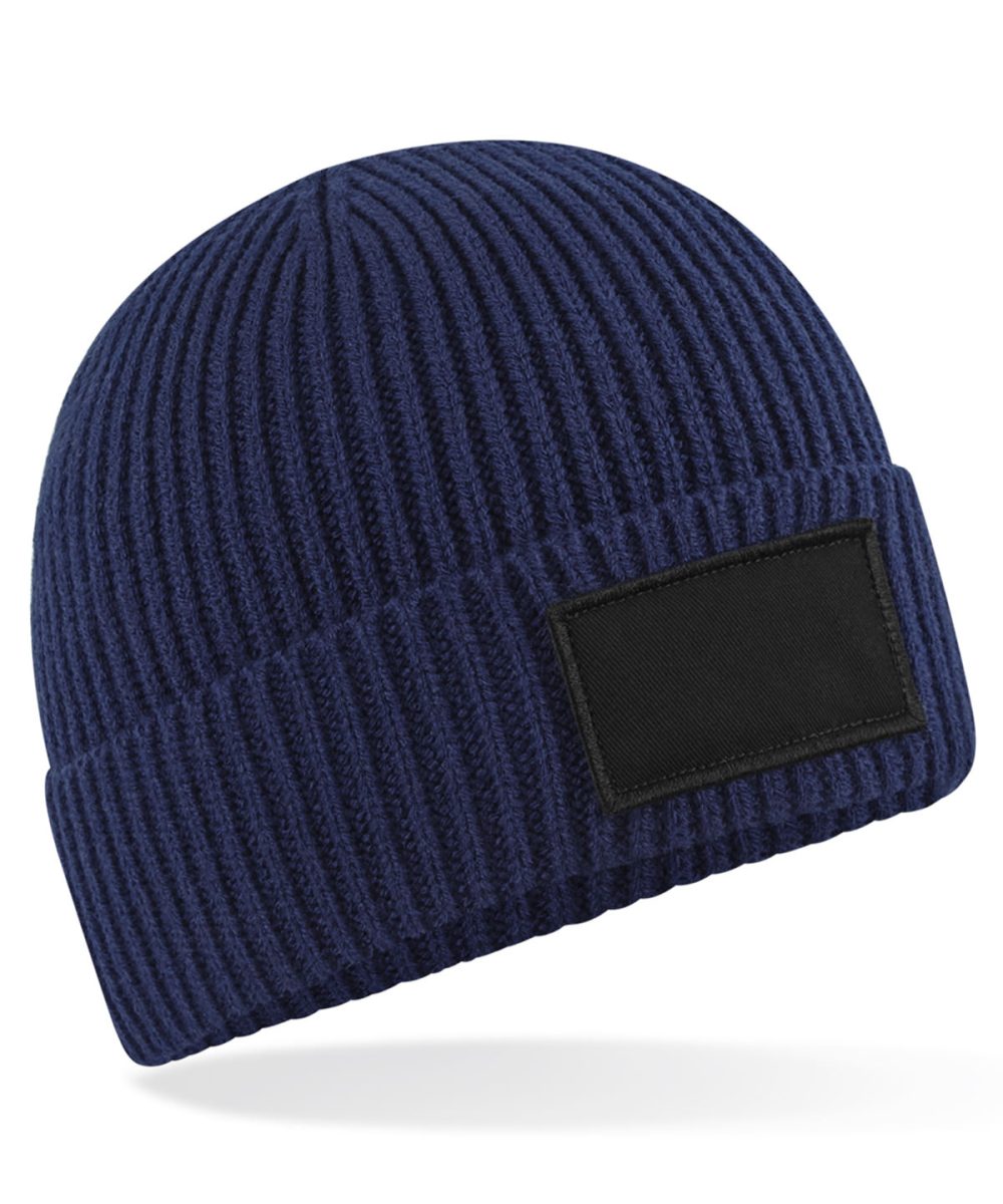 Oxford Navy/Black Fashion patch beanie