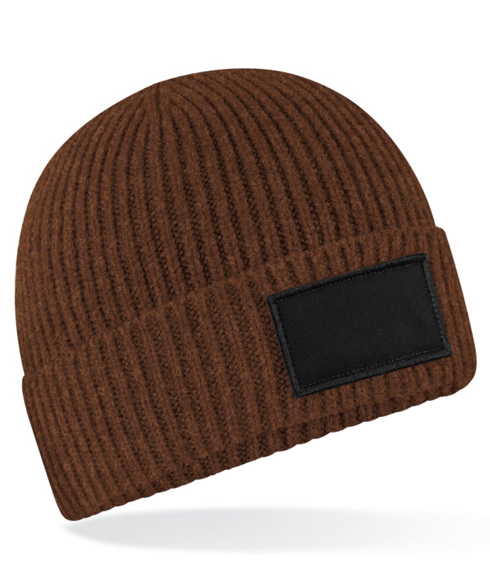 Walnut/Black Fashion patch beanie