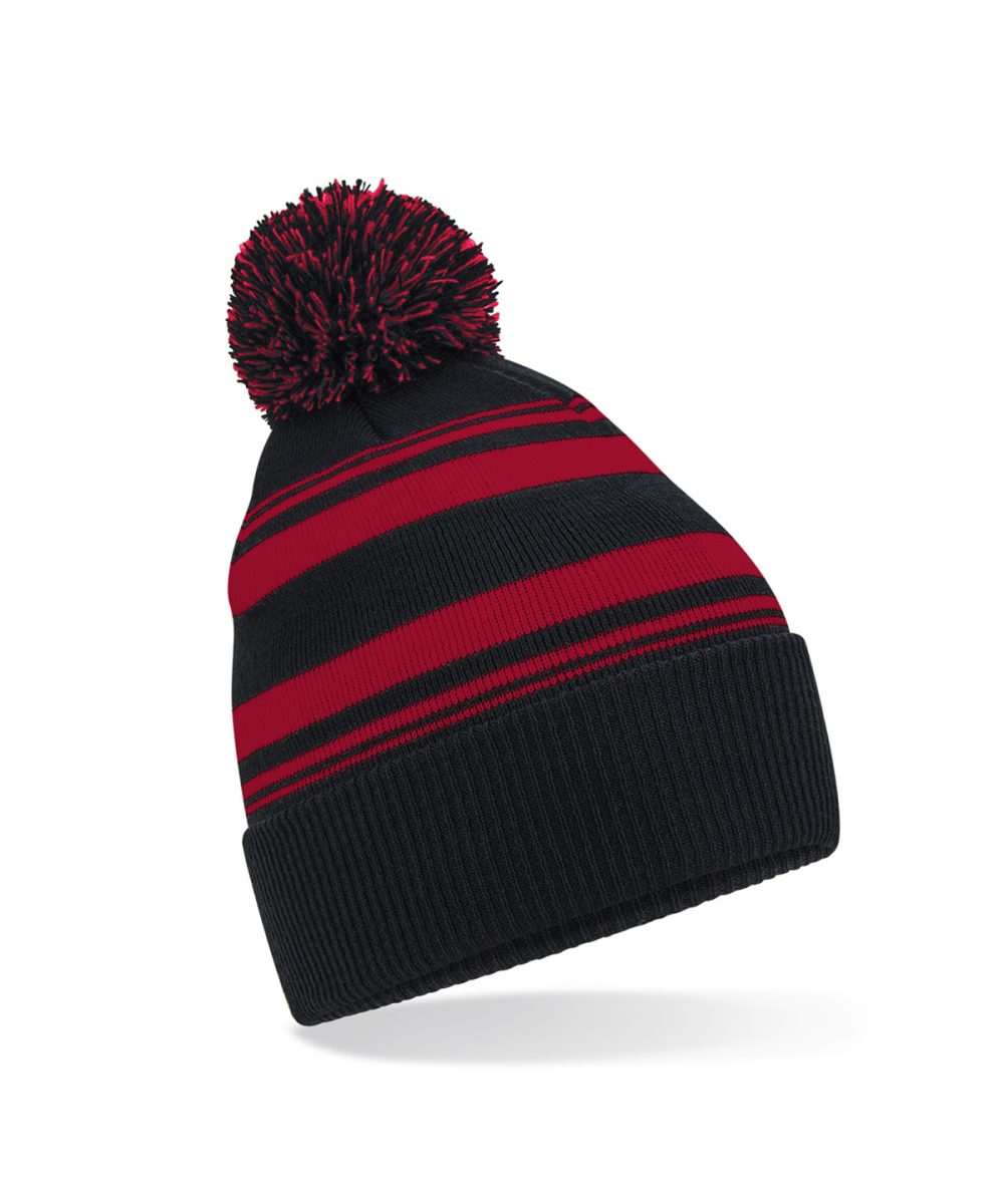 Black/Classic Red Striped fan beanie