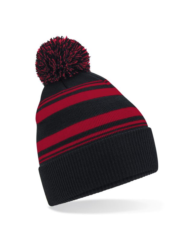 Black/Classic Red Striped fan beanie