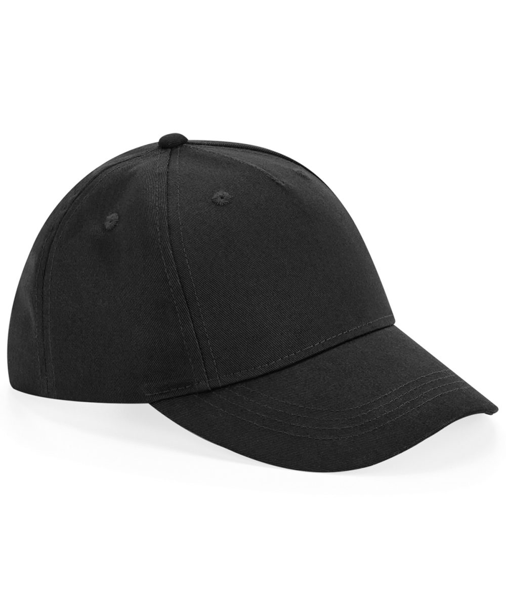 Black Junior organic cotton 5-panel cap