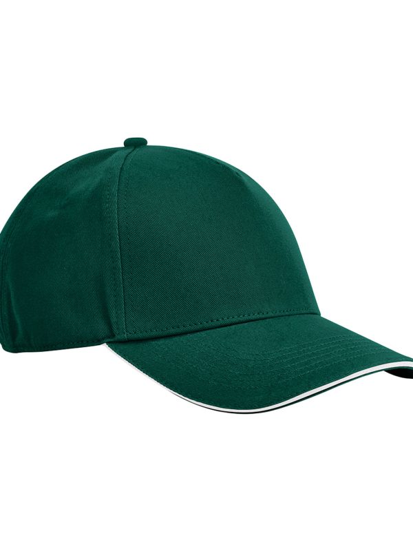 Bottle Green/White EarthAware® classic organic cotton 5-panel cap – sandwich peak